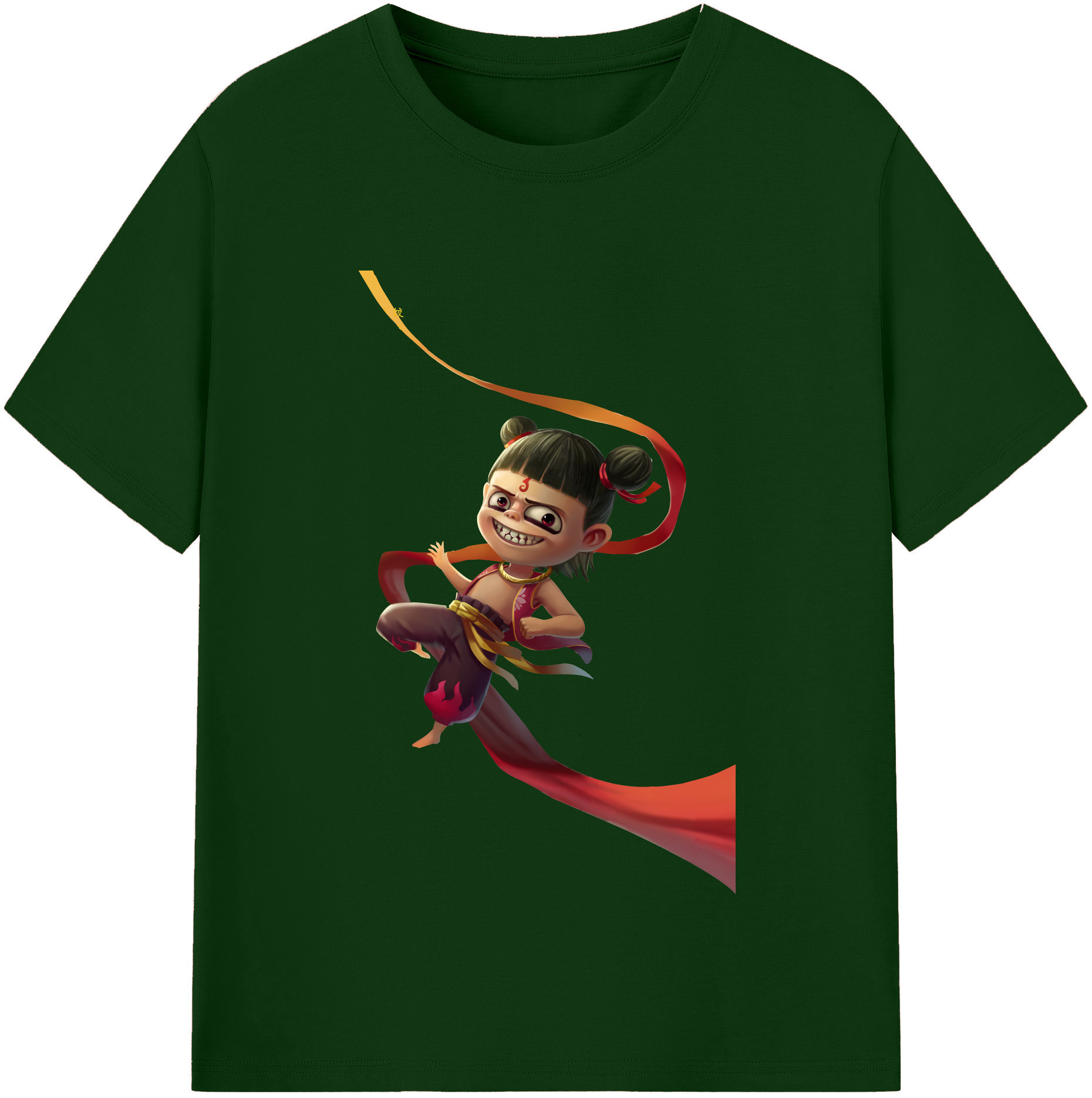 （画像用） Ne Zha 2 ナタ 魔童の大暴れ 綿100％半袖Tシャツ（フロントプリント）